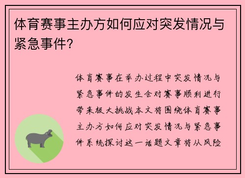 体育赛事主办方如何应对突发情况与紧急事件？